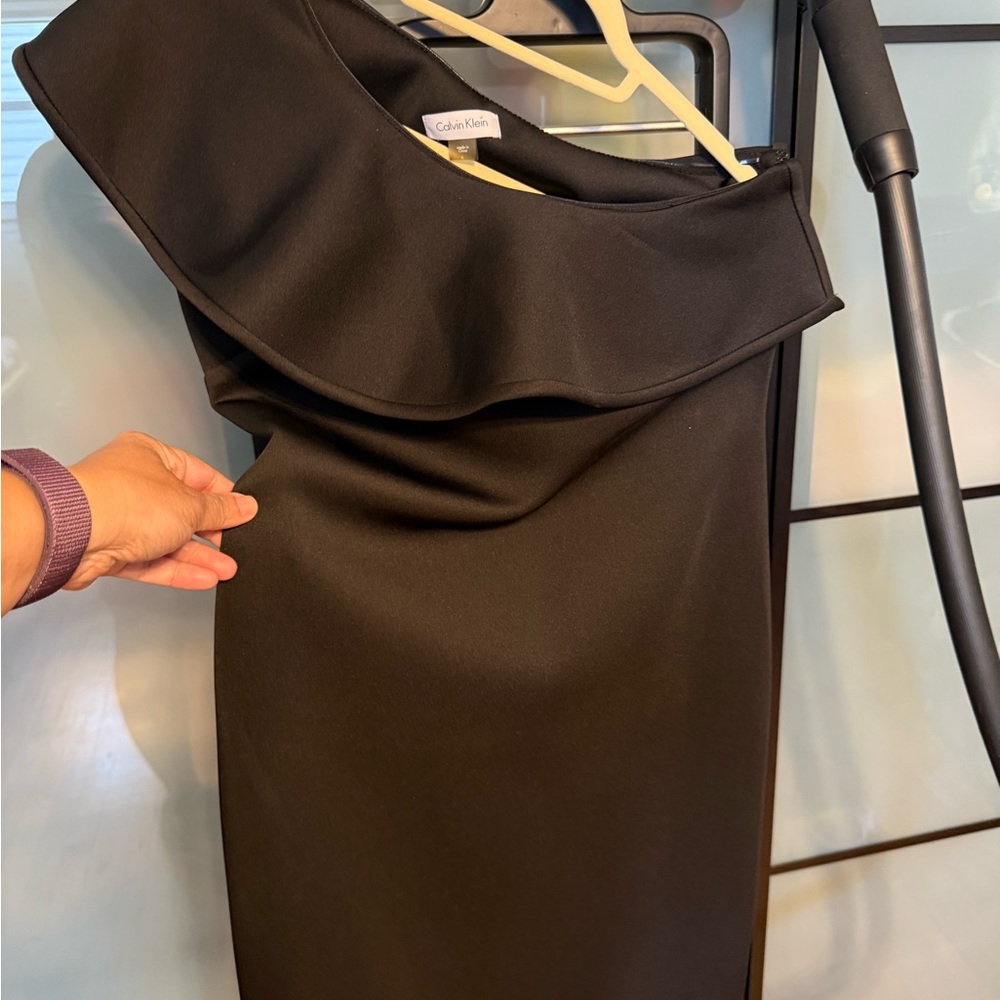 Calvin Klein One Shoulder Black Women's Dress